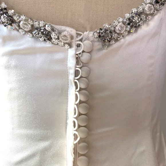 Lazaro Satin Bridal Gown & Tiara Embellished with Swarovski crystals - Picture 3 of 13